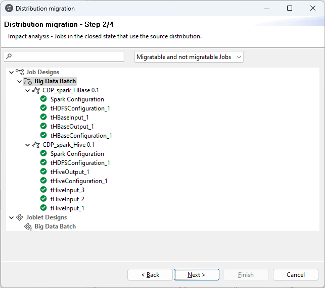 "Distribution migration - Step 2/4" dialog box.