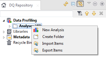 Contextual menu of the Analyses node.