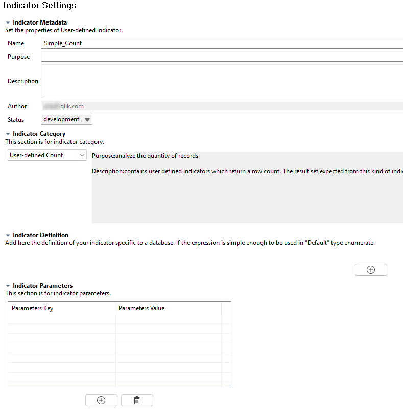 Overview of the indicator editor