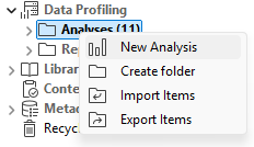 Contextual menu of the Analyses node.