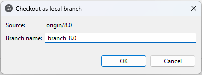 Checkout as local branch dialog box.