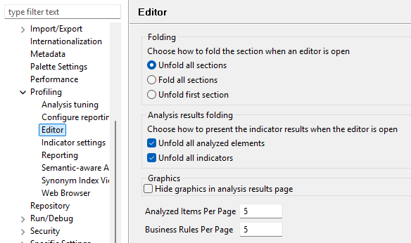 Overview of the Editor preferences.