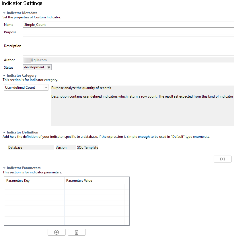 Overview of the indicator editor
