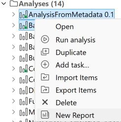 Contextual menu when multiple analyses are selected.