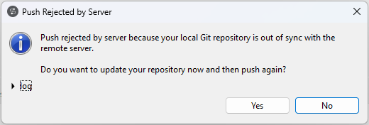 Error message when the push is rejected.