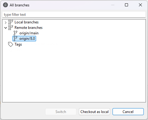 All branches dialog box.