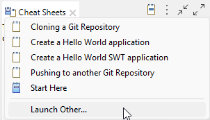 Location of the Launch Other option from the Cheat Sheets panel.