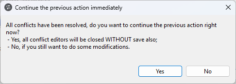 Continue the previous action immediately dialog box.