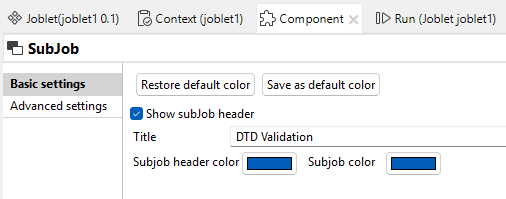 Basic settings view of the component.