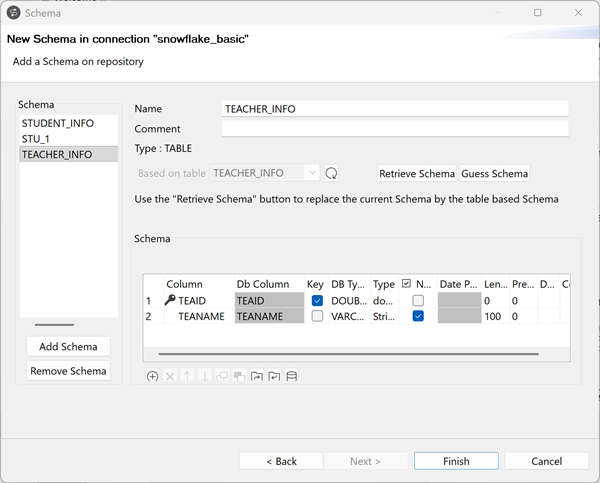 Add a Schema on repository dialog box.