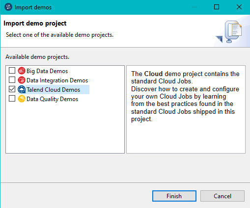 Import demos dialog box.