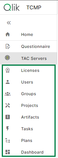 Talend Cloud Migration Platform side bar