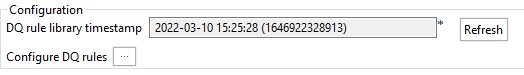 Bouton Refresh (Actualiser) près du champ DQ rule library timestamp (Horodatage de la bibliothèque de règles DQ).