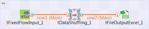 Job utilisant les composants tFixedFlowInput, tDataShuffling et tFileOutputExcel.