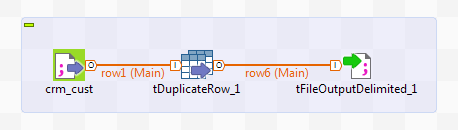 Job utilisant les composants tFileInputDelimited, tDuplicateRow et tFileOutputDelimited.