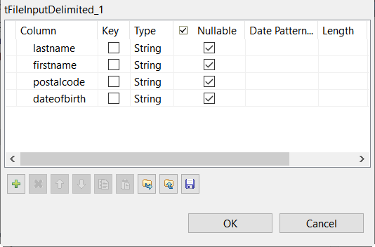 Schéma du composant tFileInputDelimited.