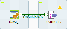 Capture d'écran du Job dans l'espace de modélisation graphique.