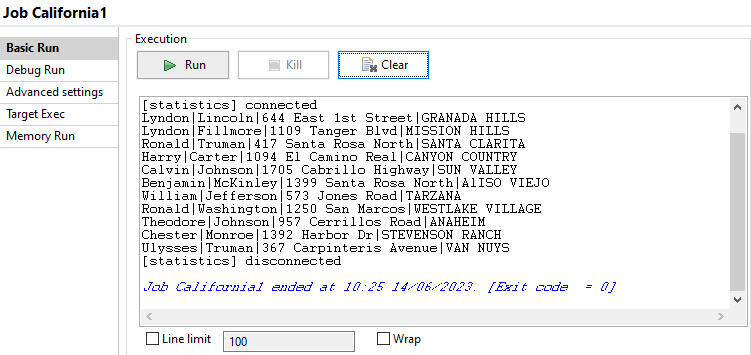 Capture d'écran de la console après l'exécution réussie du Job.