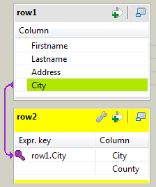 Capture d'écran de la jointure créée dans l'interface du tMap.