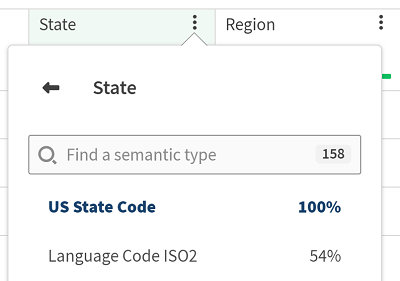 Pourcentage d'un type sémantique dans la vue Sample (Échantillon).