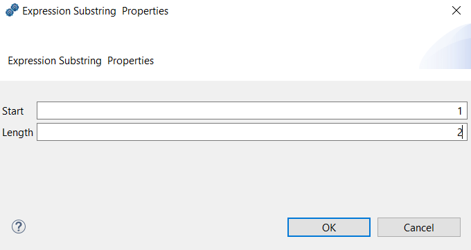 Fenêtre Expression Substring Properties.