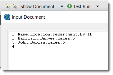 Bouton Test Run (Exécution de test).