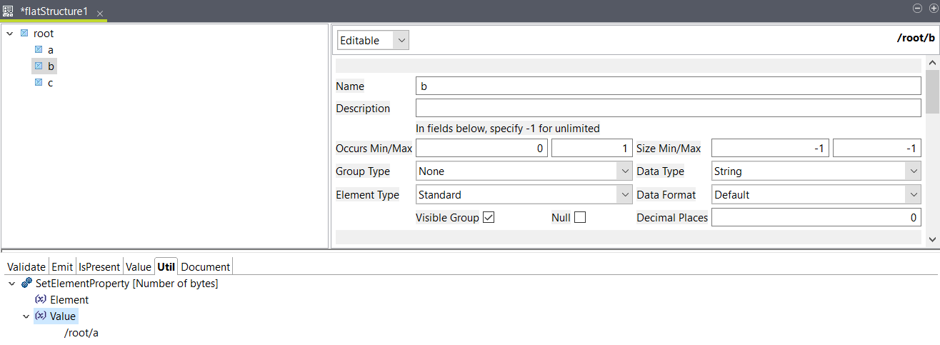 Placement de l'élément a.
