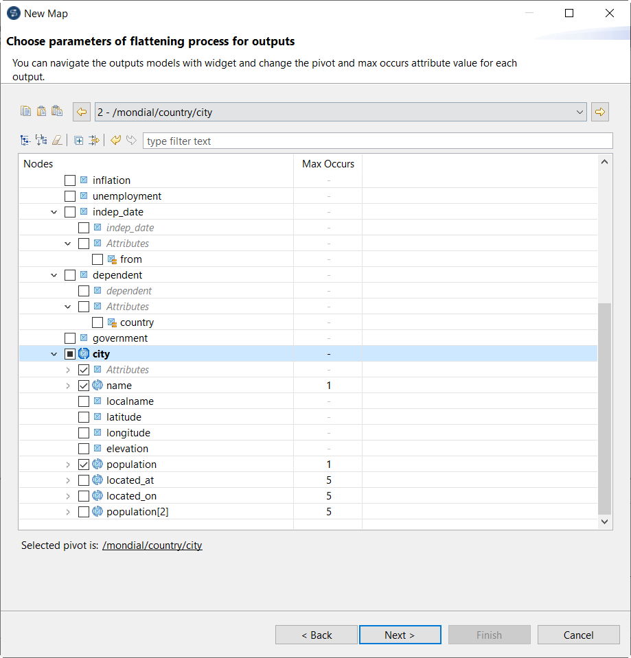 Colonne Max Occurs (Occurrences max).