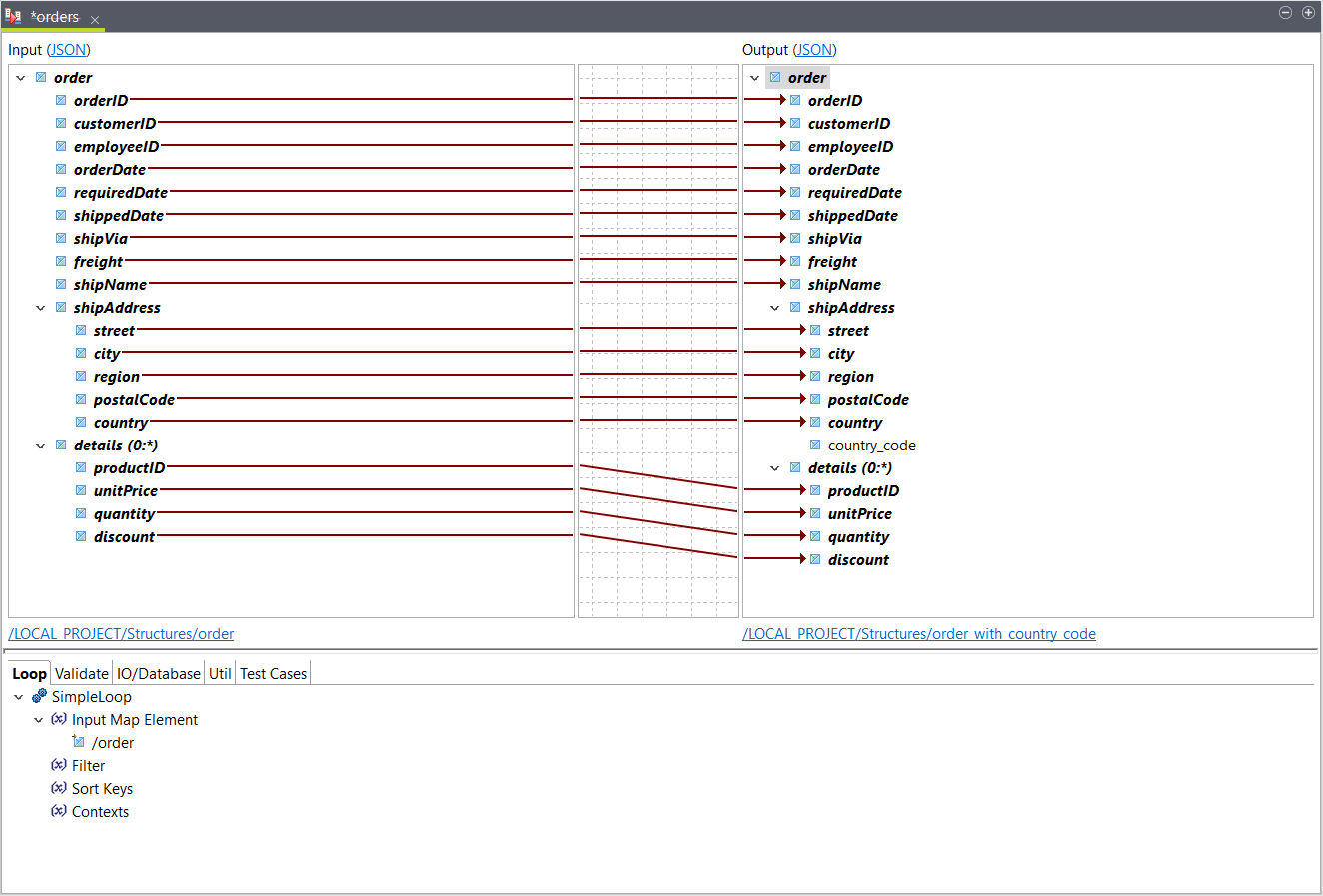 Exemple d'éléments mappés.