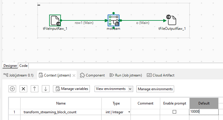 Vue Context (Contexte) d'un Job.