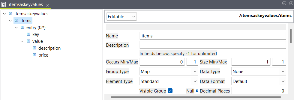 Structure de l'élément value.