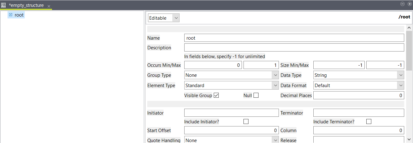 Propriétés de l'élément.