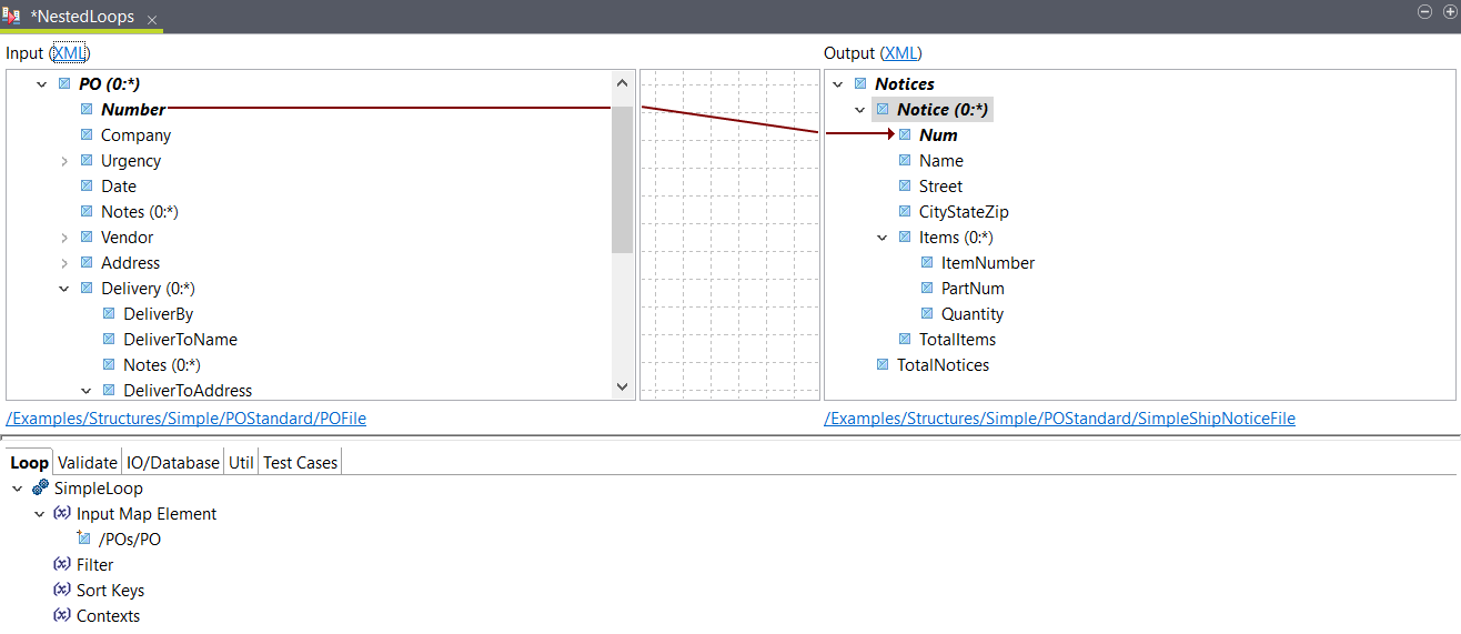 Placement de l'élément PO/Number.