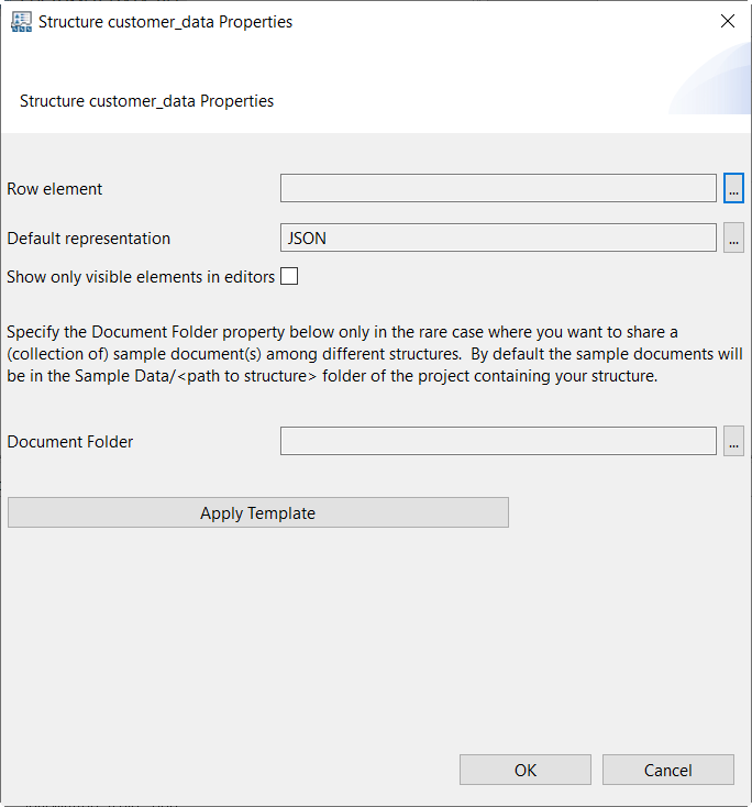 Fenêtre Structure customer_data Properties.