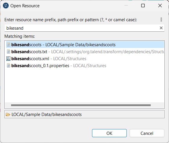 Fenêtre Open Resource.