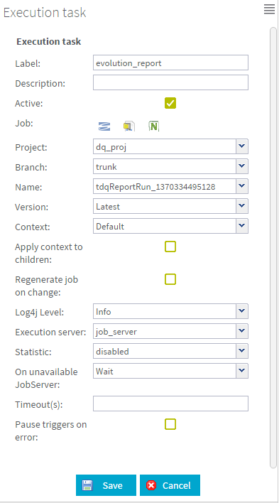 Vue d'ensemble du panneau de configuration Execution task (Tâches d'exécution).