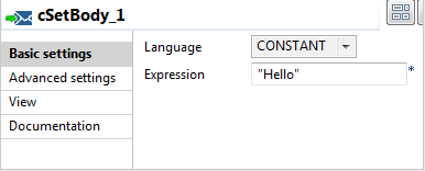 Vue Basic settings (Paramètres simples).