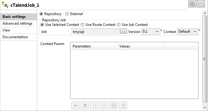 Vue Basic settings (Paramètres simples).