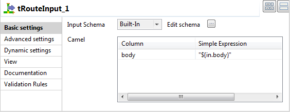 Vue Basic settings (Paramètres simples).