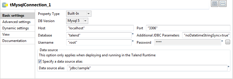 Vue Basic settings (Paramètres simples).