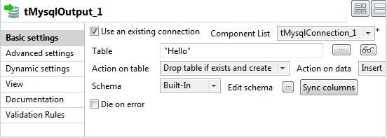 Vue Basic settings (Paramètres simples).