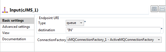 Vue Basic settings (Paramètres simples).