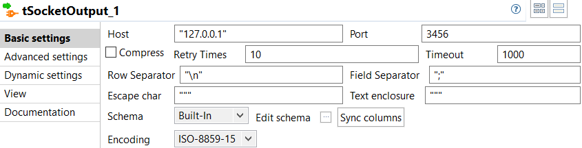 Vue Basic settings (Paramètres simples).