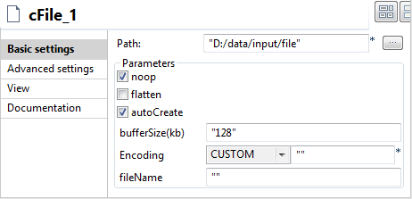 Vue Basic settings (Paramètres simples).