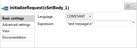 Vue Basic settings (Paramètres simples).