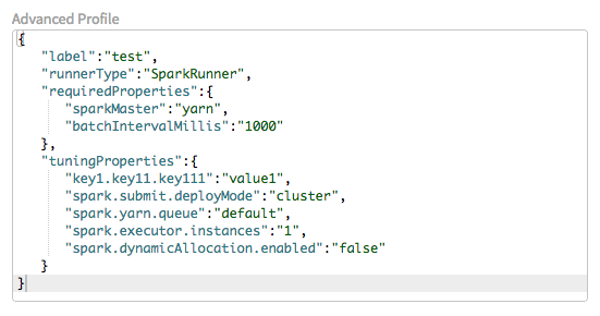 Configuration au format de code JSON.