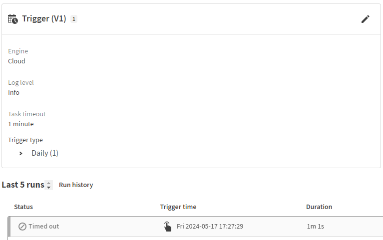 Valeur de délai avant expiration de la tâche et statut expiré affiché·es dans la page des détails de la tâche.
