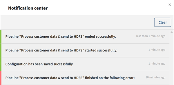 Le centre de notifications indique que le pipeline a démarré et qu'il s'est terminé avec succès.