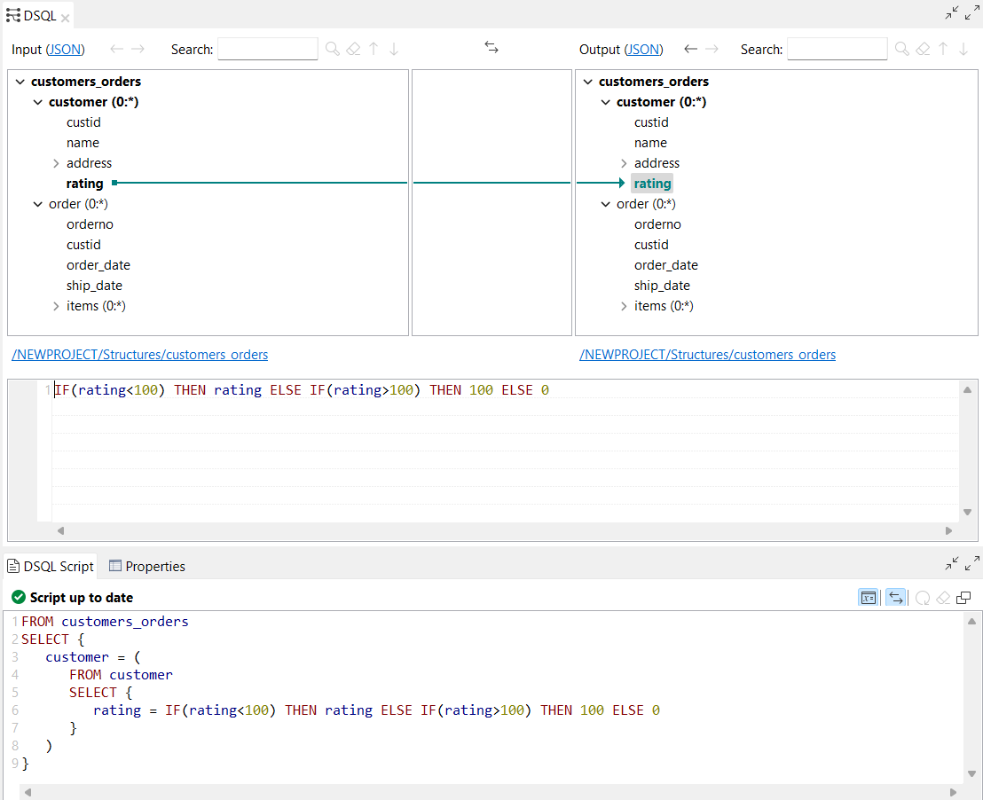 Map DSQL ouverte avec une expression conditionnelle utilisant les mots-clés ELSE IF et THEN dans une expression conditionnelle.