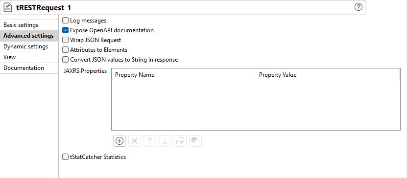 Vue Advanced settings (Paramètres avancés) du tRESTRequest.